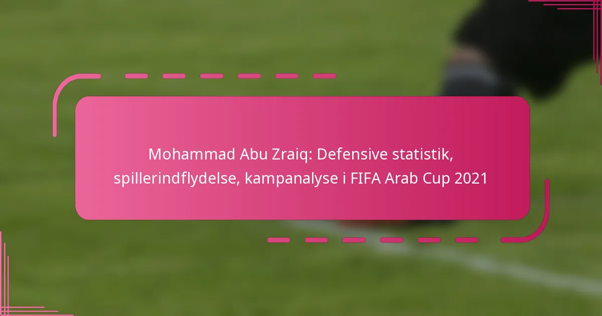 Mohammad Abu Zraiq: Defensive statistik, spillerindflydelse, kampanalyse i FIFA Arab Cup 2021