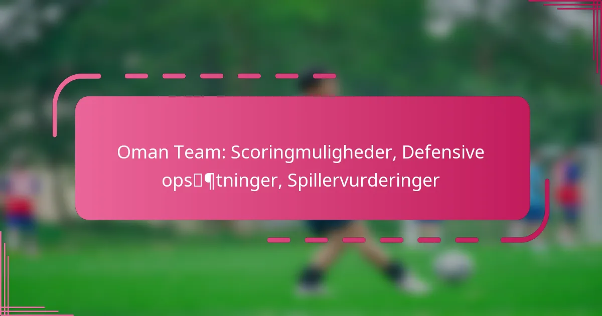 Oman Team: Scoringmuligheder, Defensive opsætninger, Spillervurderinger