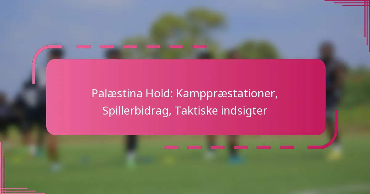 Palæstina Hold: Kamppræstationer, Spillerbidrag, Taktiske indsigter
