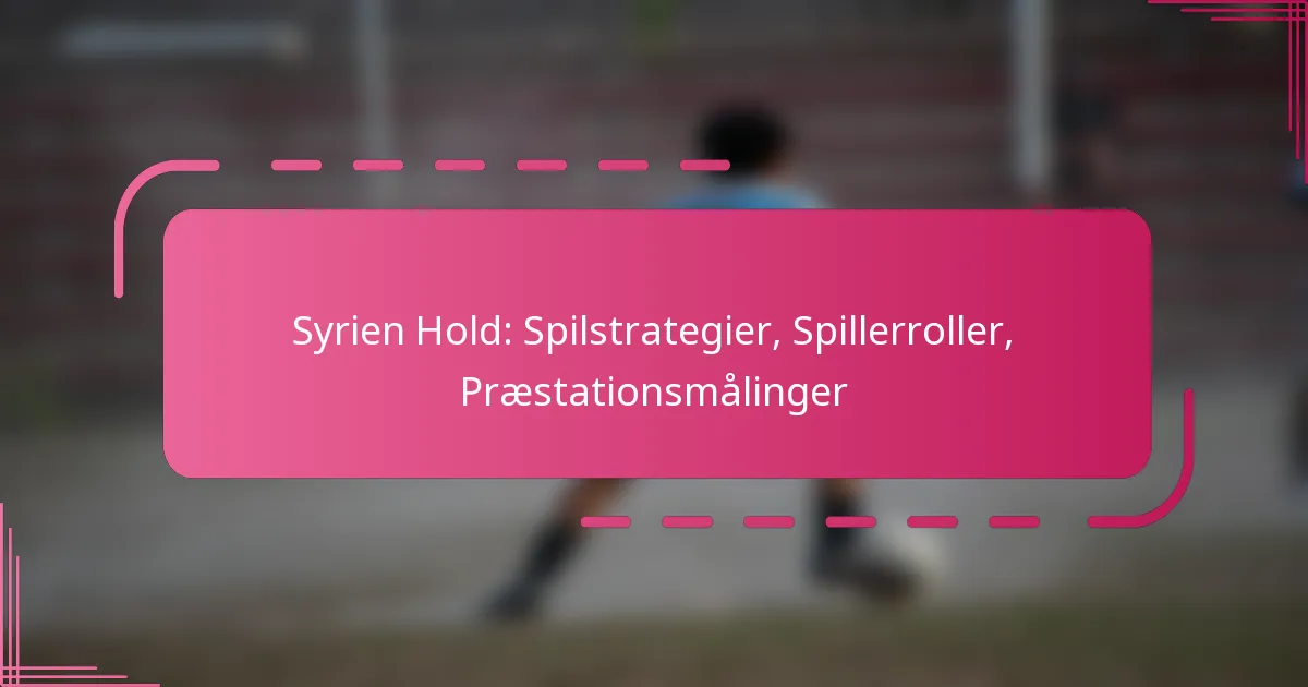 Syrien Hold: Spilstrategier, Spillerroller, Præstationsmålinger