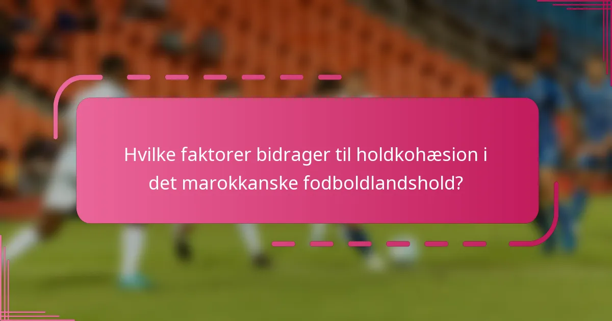 Hvilke faktorer bidrager til holdkohæsion i det marokkanske fodboldlandshold?