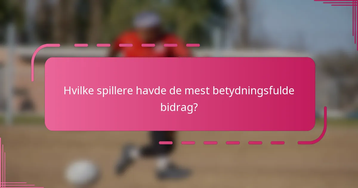 Hvilke spillere havde de mest betydningsfulde bidrag?
