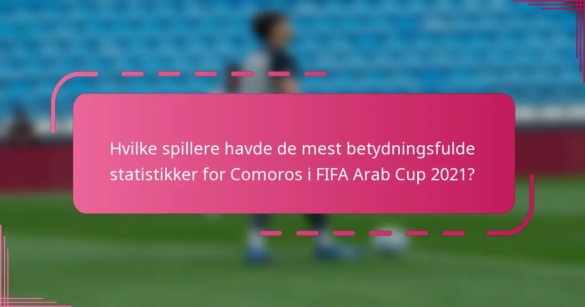 Hvilke spillere havde de mest betydningsfulde statistikker for Comoros i FIFA Arab Cup 2021?