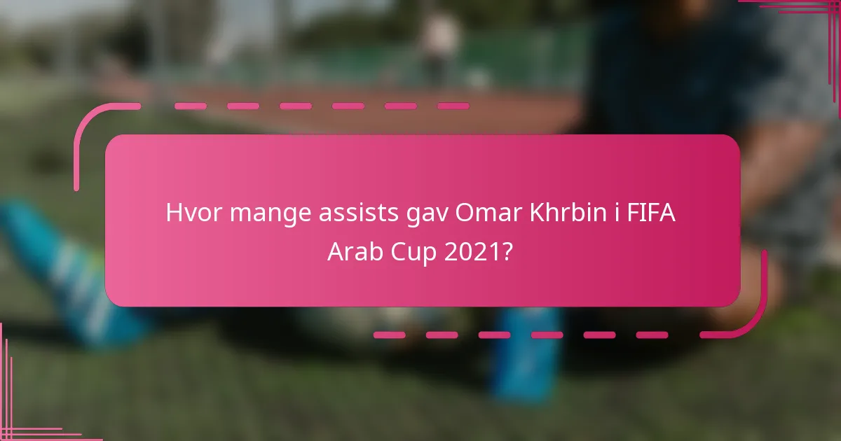 Hvor mange assists gav Omar Khrbin i FIFA Arab Cup 2021?