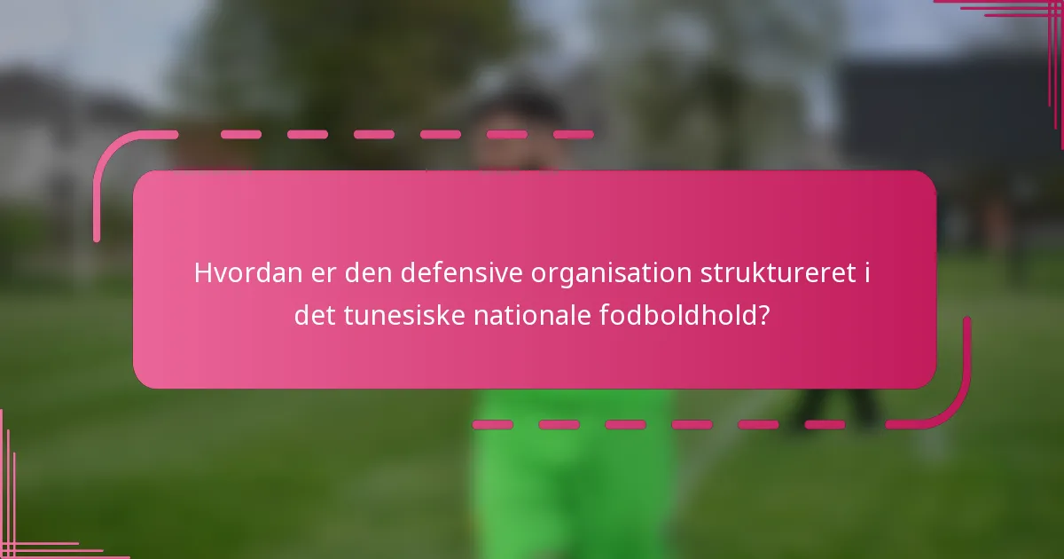 Hvordan er den defensive organisation struktureret i det tunesiske nationale fodboldhold?